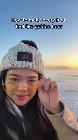 Zenni's newest Blokz Plus lenses make every hour feel like golden hour 🟡 #sunsetfilter  Lens Specs: 🔵 Blokz® Plus extra blue blocking lens technology 🪶 Thinner and lighter Hi-Index MR™ lens ✨ FREE premium anti-reflective coating  👓 Frames: 3220125 #goldenhourglow #goldenhour #fy #foryou #foryoupage #glassesareamazing #glasses #eyedoctortiktok #eyewear 