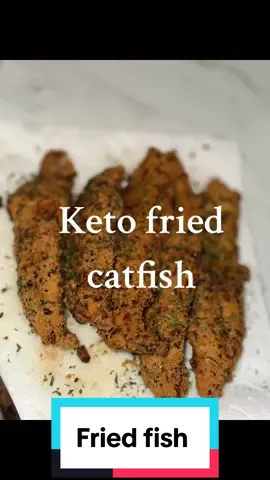 Keto catfish      Egg * ½ cup of Almond Flour * 1 ounce of Parmesan Cheese, finely grated * 1 tablespoon of Dried Parsley * 1 Lemon, zest only * ½ teaspoon of Salt * ¼ teaspoon of Pepper, ground * 4 x 150g Fillets of White Fish * Oil, for frying 2. Heat your deep fryer to 180C/355F. 3. Crack the egg into a bowl and whisk well. 4. In another bowl, add the almond flour, parmesan, parsley, lemon zest, salt, and pepper. Mix well. 5. Dip the fish into the egg, then press it into the breading. Repeat with the other pieces of fish. (For a thicker crust, dip the breaded fish into the egg and bread a second time). 6. Gently add the fish to the hot oil. Cook for 4-7 minutes, until golden brown and cooked through. 7. Drain off the excess oil. #cookingathometiktoktv #friedcatfish #ketofriendlyrecipes #lowcarbrecipes #almondflourreceipes #longervideos #cooking #foodblogger 