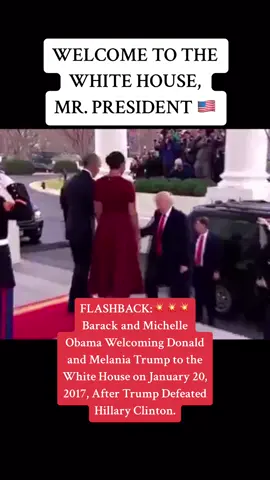 FLASHBACK:💥💥💥 Barack and Michelle Obama Welcoming Donald and Melania Trump to the White House on January 20, 2017, After Trump Defeated Hillary Clinton. #fyp #foryoupage 