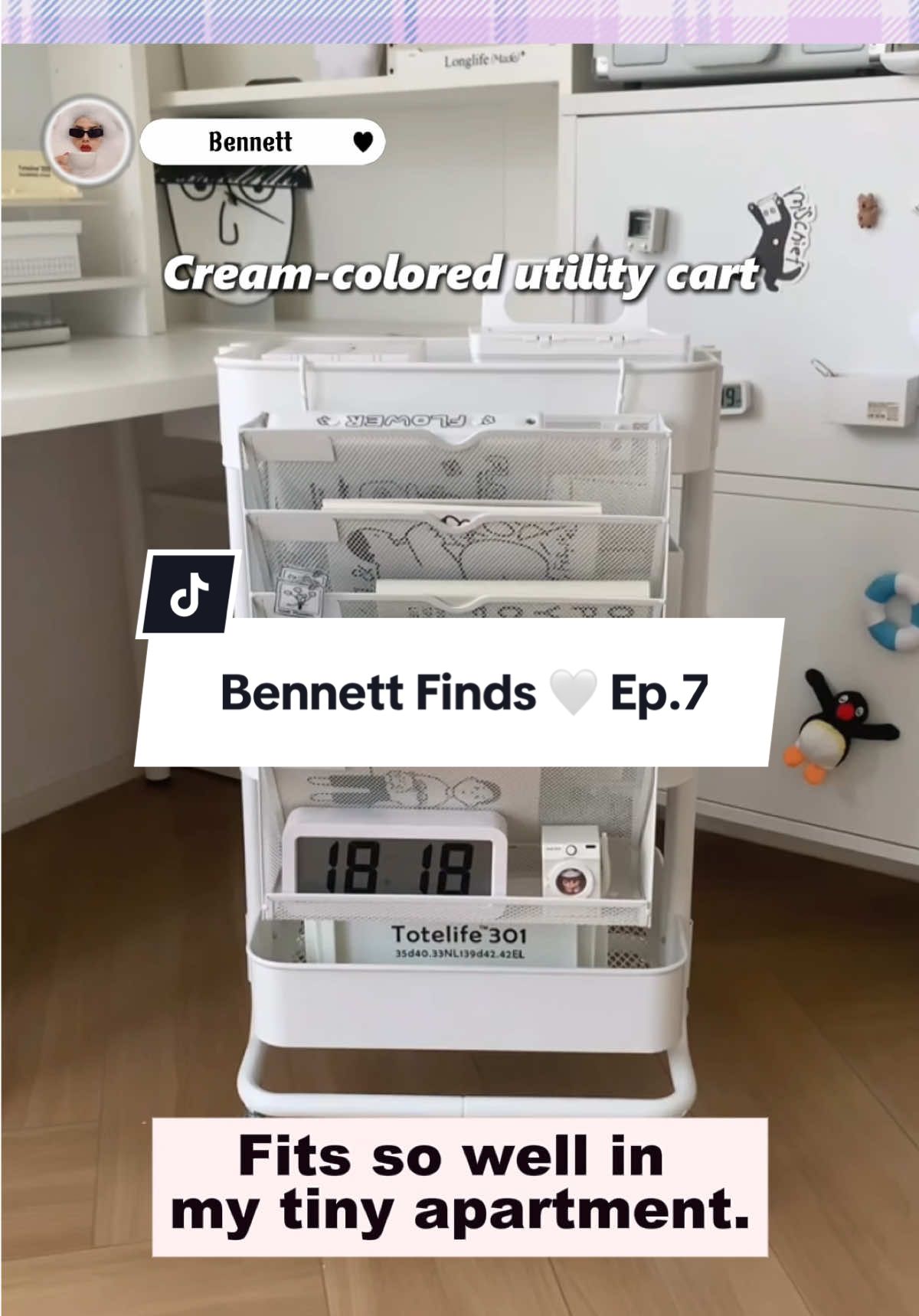 Just found the cutest cream utility cart — perfect for tight apartment corners and way more storage than you'd think.❣️🍓 #fyp #apartment #apartmentdecor #cozyvibes #homedecor #homedecorideas #myhome #furniture #smallapartment #apartmentmakeover #girlythings 