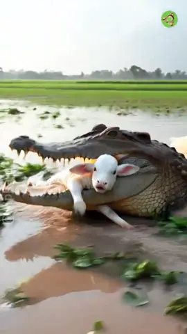 mother cow saved her baby foal from an angry crocodile  #cow #cowvideos #crocodile #funny #cartoon