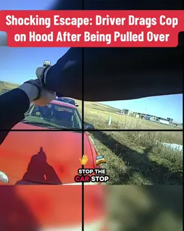 Shocking Escape: Driver Drags Cop on Hood After Being Pulled Over #cops #police #copsusa🚔🇺🇸 #policeofficer #foryou 