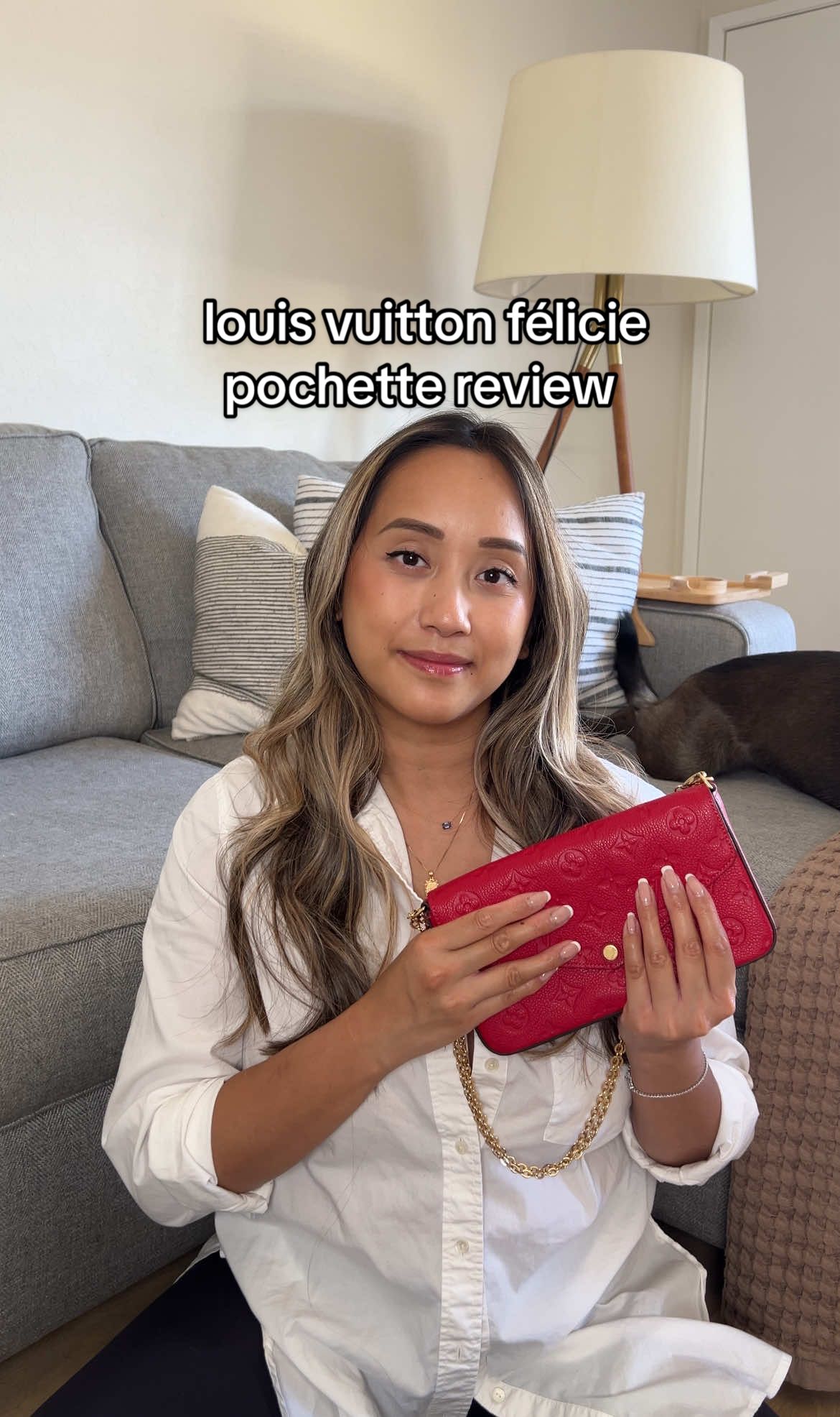 reviewing my @Louis Vuitton félicie pochette ♥️ luna is clearly not into handbags like her mom 😅 #bagreview #bag #1k #bagcollection #designer #luxury #louisvuitton #fyp #shopping #fashion #hawaii 