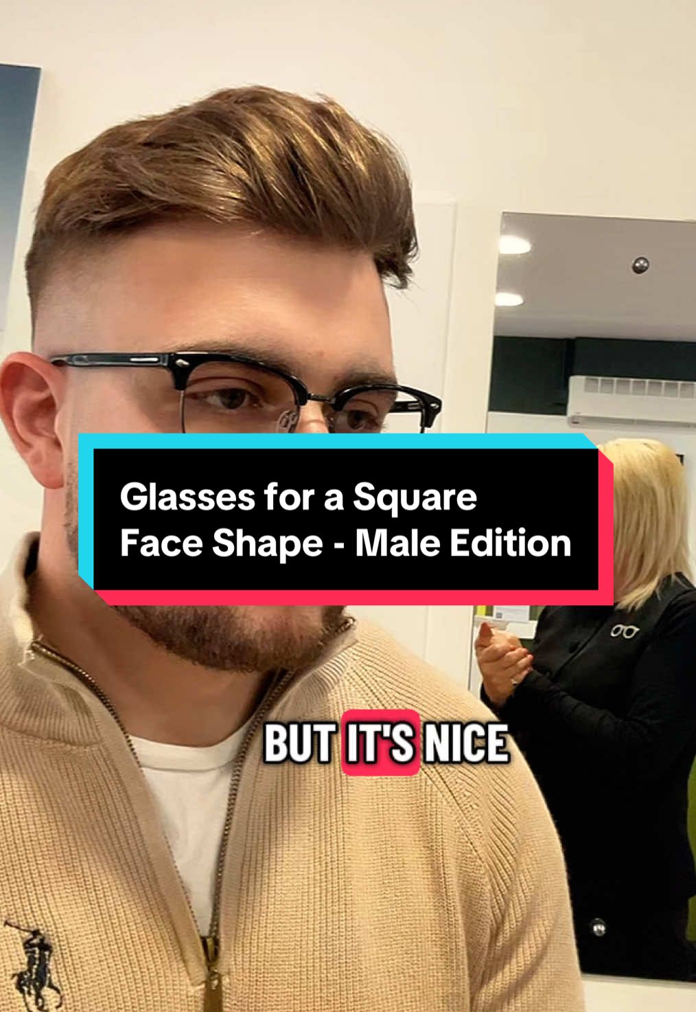 Christine is back, this time with Cam to go through what glasses suit a male square face shape #mensfashionwear #glasses #squareface #faceshape #optician #fyp 