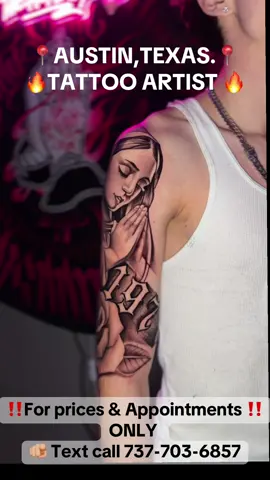 Virgen arm tattoo.. half sleeve  Skinny arm ? No Problem.‼️‼️ 🏃🏃🏃🏃 Dm me call or text to book a appointment ‼️🫡 #explore #tattoo #fyp #atx #viral            