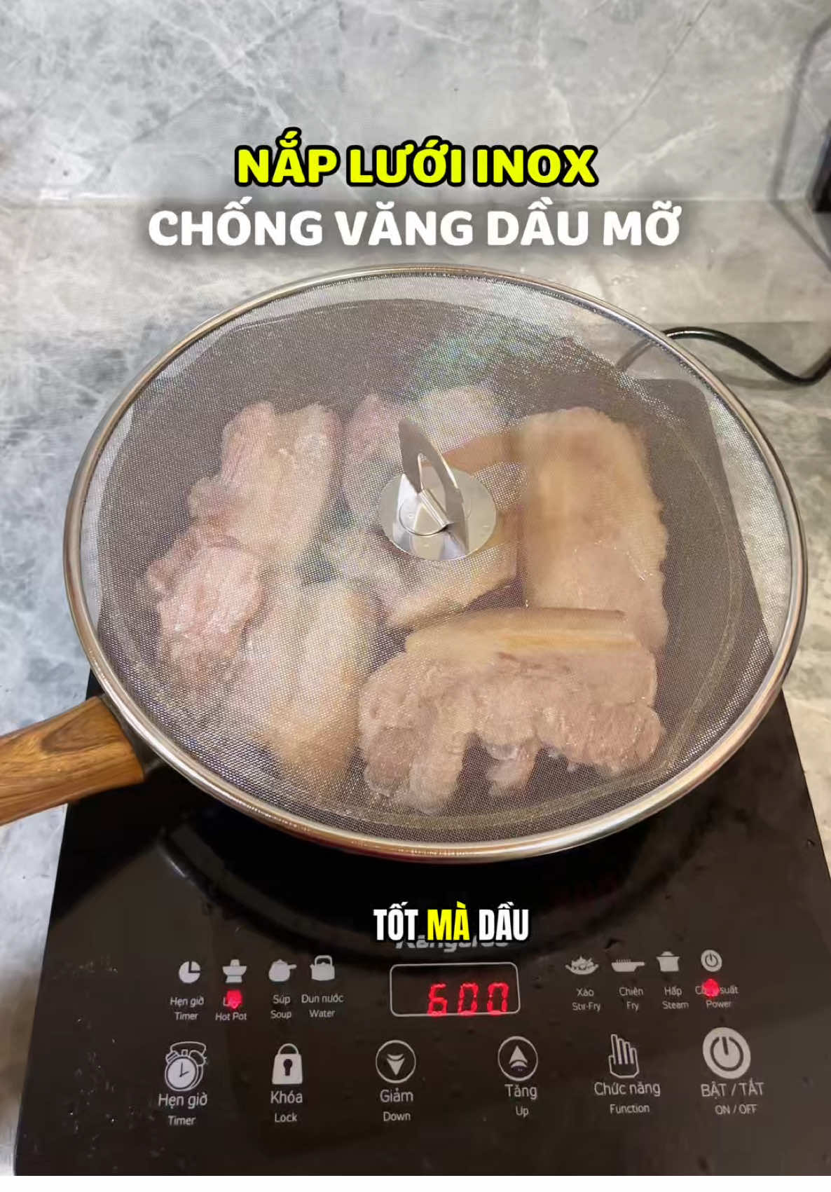 Nắp lưới đậy chảo chống văng dầu mỡ khi chiên rán…#napinox #inox #napnoi #napluoichongban #meohaymoingay 