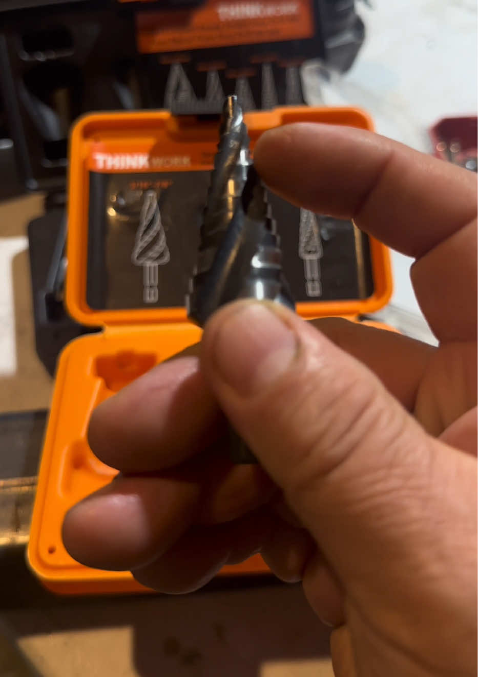 #ThinkworkFall Deals For You) THINKWORK Four Spiral Flute Step Drill Bit Set, 3 Pcs HSS Step Drill Bits with Tool Box, 1/4