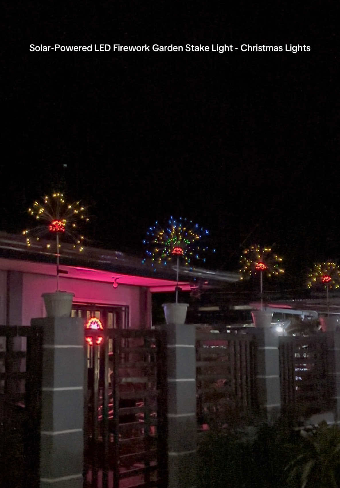 Solar-Powered LED Firework Garden Stake Light Christmas Lights - Multicolor Waterproof 