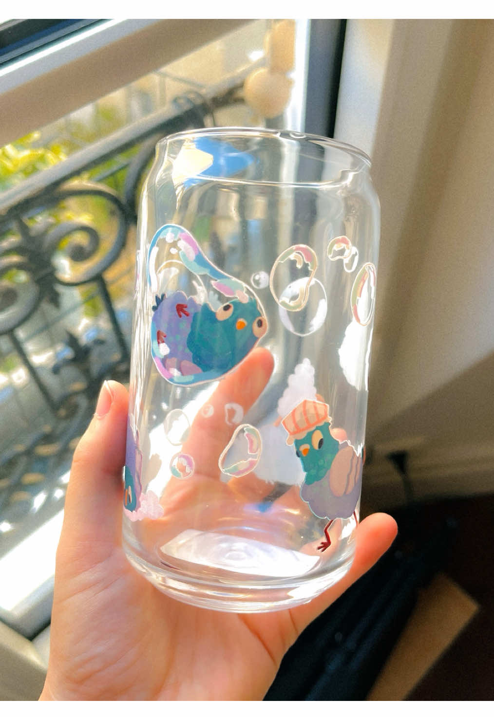 #sponsored I made a pigeon glass with @Printify #Printify #SmallBusiness #artshop #printondemand 