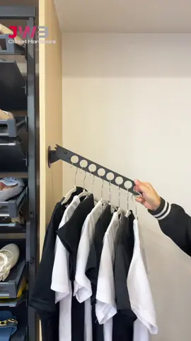 Need a little extra space when planning your outfit? 👕 Our Valet Rod pulls out smoothly when you need it — and hides neatly when you don’t. Simple, smart, and space-saving! 👉 Watch the video to see how it works! #ValetRod #ClosetHardware #StorageSolutions #WardrobeDesign #JWBClosetHardware #ClosetHardware #ClosetDesign #WardrobeAccessories #SpaceSaving 