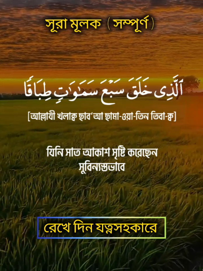 সূরা মূলক সম্পূর্ণ মাশাল্লাহ 