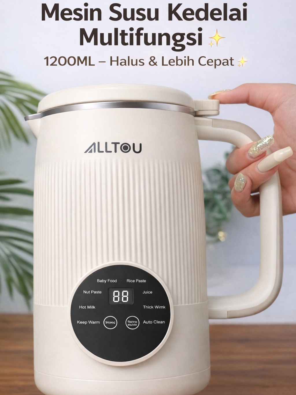 Mau minum susu kedelai segar setiap hari tanpa ribet beli di luar? 🥛 Cukup masukkan bahan, tekan tombol, dan tunggu — jadi deh! ✨ Mesin susu kedelai ALLTOU ini: ✔️ kapasitas besar 1200ML ✔️ 8 mode otomatis + auto clean ✔️ pisau 10 bilah, hasil lebih halus ✔️ food grade & aman untuk keluarga Cocok untuk keluarga, pejuang diet, dan pecinta healthy drink 💚 👉 Klik keranjang kuning untuk cek detail & promo @alltouindonesia #mesinsusukedelai #soymilkmaker #alatdapurrumah #peralatanrumah #tiktokshopindonesia #keranjangkuning