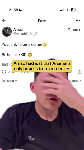 “Your only hope is corner” 💀 #amad #amaddiallo #arsenal #manchesterunited #football