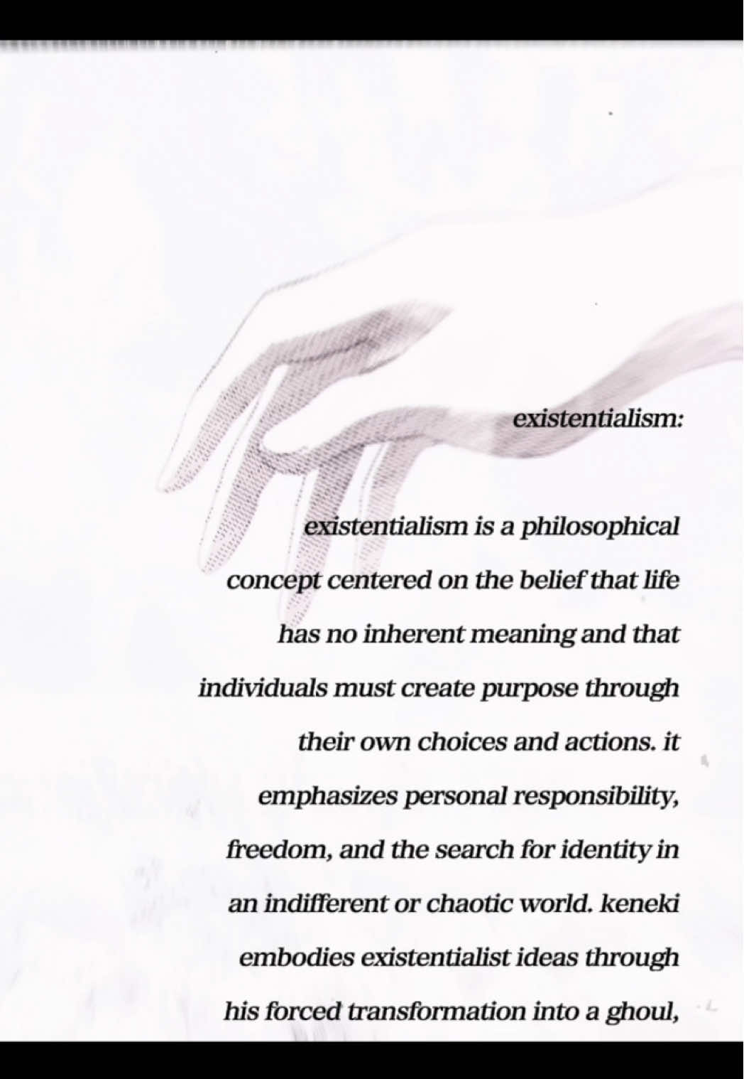 existentialism throughout kaneki | #edit #anime #tokyoghoul #kenkaneki #existentialism 