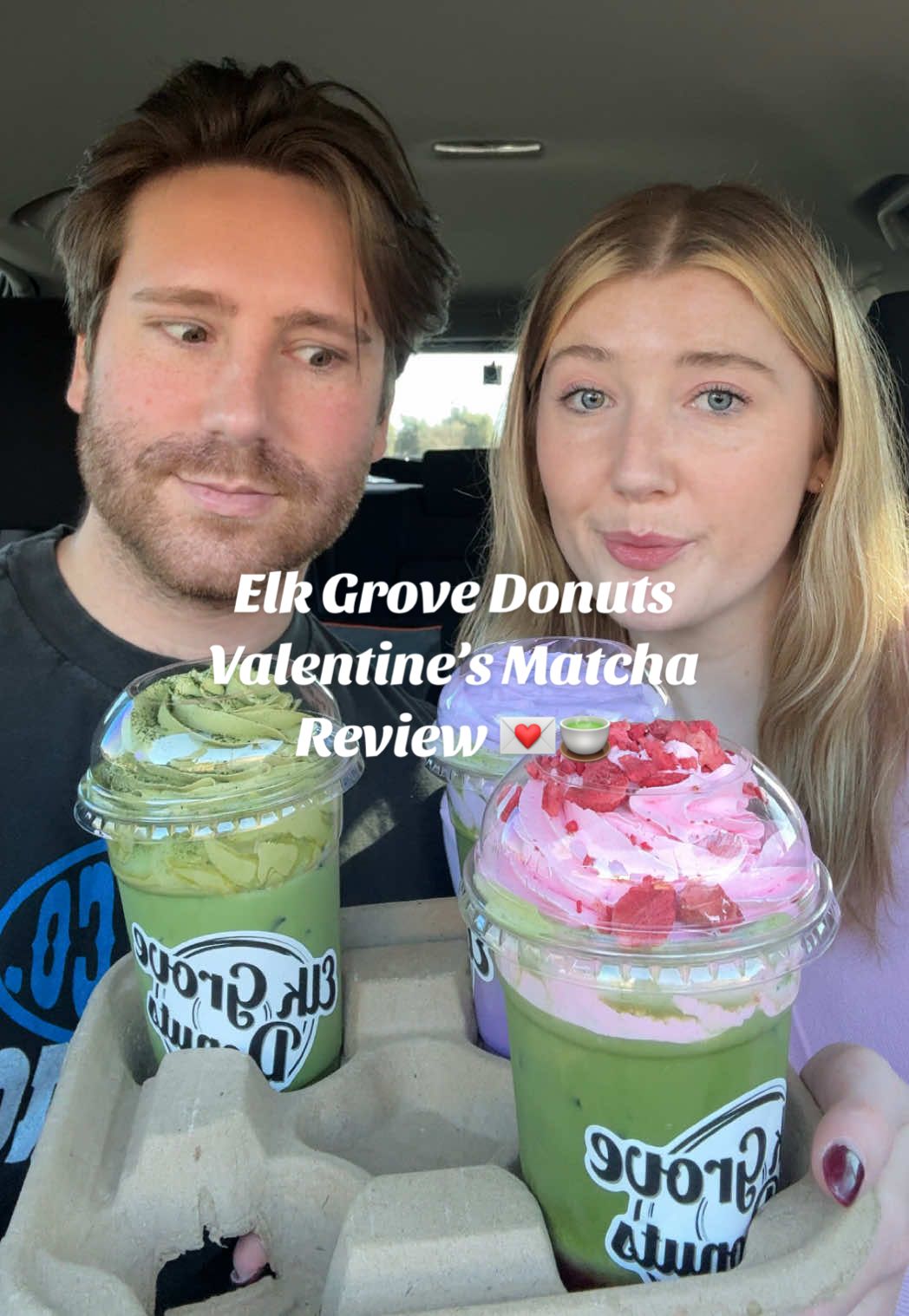 Trying Elk Grove Donuts NEW Valentine’s Day Matchas! 💌🍵 @ElkGroveDonuts  • Strawberry Crème Matcha • Ube Crème Matcha • Matcha Crème Latte #elkgrovedonuts #matcha #strawberrymatcha #ubematcha #matchatastetest 