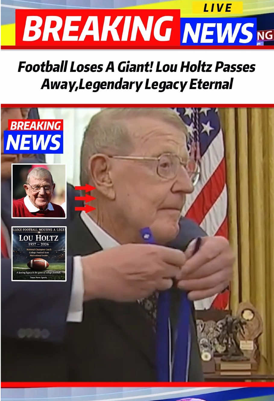 Lou Holtz Is Gone! Fifty Years of Coaching Legacy Lives On in Football History!#FootballHistory#LouHoltz#breakingnews#usa#fyp