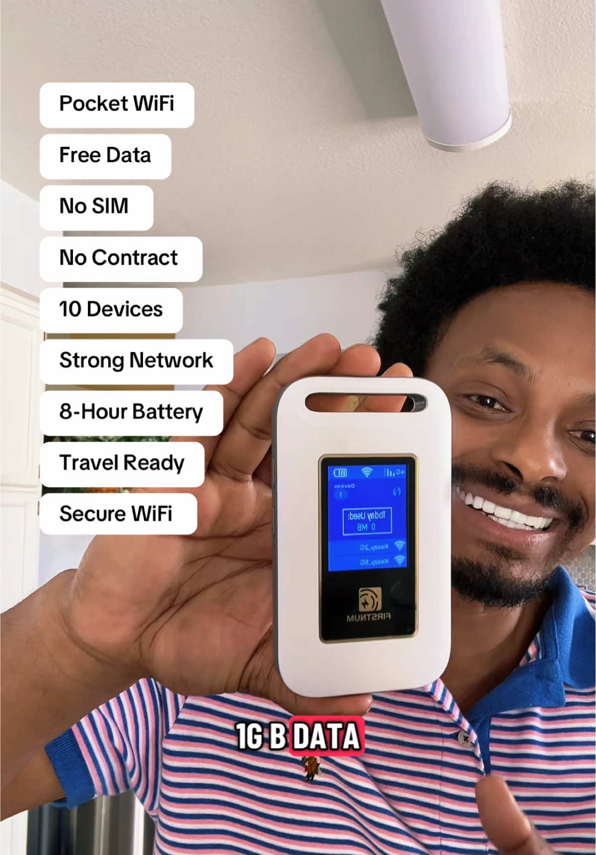 Pocket WiFi anywhere you go 🌍 No SIM, no contract just power on and connect. Get 1GB free data every month and share with up to 10 devices. Perfect for travel, road trips, and remote work. #digitalproducts #smartphones #techdeals #falldealsforyoudays #4in1selfiestickwithfilllighttripod