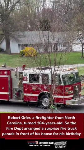 This is so heartwarming 🥲 Robert Grier, a firefighter from North Carolina, turned 104-years-old. So the Fire Dept arranged a surprise fire truck parade in front of his house for his birthday 💕