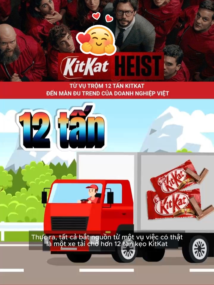 🍭🤩 Từ vụ mất hơn 12 tấn kẹo chocolate KitKat cùng xe tải khi đang vận chuyển từ Ý sang Ba Lan đến cuộc đua bắt trend tại Việt Nam. Nestlé cho biết chưa thể xác định chính xác thời điểm và địa điểm vụ việc, cả phương tiện lẫn hàng hóa vẫn chưa được tìm thấy. Từ sự cố có thật, hàng loạt thương hiệu tại Việt Nam nhanh chóng 'bắt sóng', biến nó thành một trend viral trên mạng xã hội.#xuhuong #kitkat #Nestlé #trend #viral