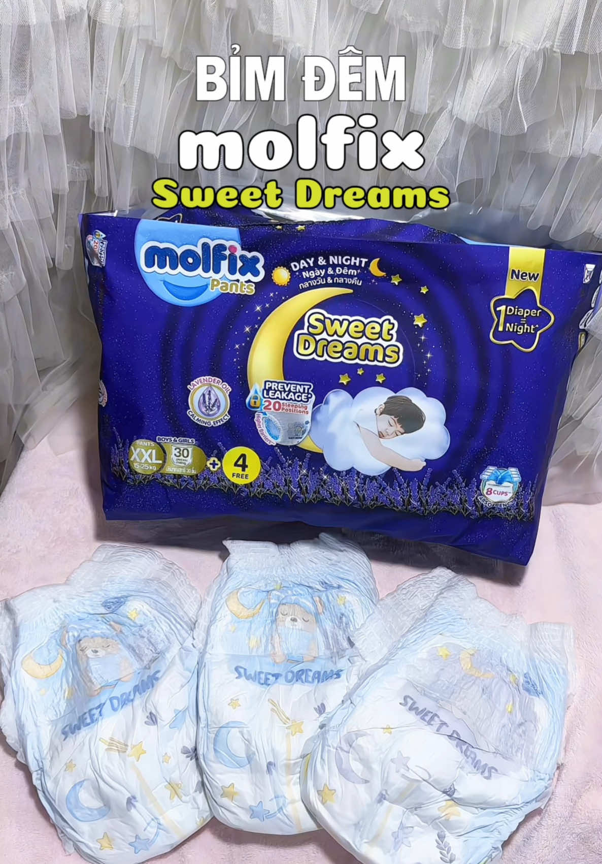 Một em bỉm đêm mỏng nhẹ thấm hút nhanh con ngủ xuyên đêm 14 tiếng vẫn khô ráo không tràn mà bình dân tiết kiệm cho mẹ. Các mẹ thử bỉm đêm Molfix cho bé chưa… #taquan #Tangayvadem #MolfixVietnam #tachongtran #MolfixSweetDreams