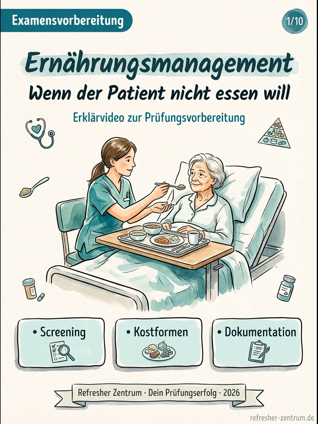 Dein Patient nimmt ab, obwohl er isst. Erkennst du, warum? Mangelernährung ist eine der am häufigsten übersehenen Pflegediagnosen. In der Prüfung reicht es nicht, den BMI zu kennen. Du musst wissen, welches Screening du wann einsetzt, was ein MNA aussagt und wie du aus dem Trinkprotokoll die richtigen Maßnahmen ableitest. In diesem Video zeige ich dir den gesamten Prozess: vom Erkennen der Risikofaktoren über die Interventionsplanung bis zur Dokumentation nach Expertenstandard. #Pflegeexamen #Ernährungsmanagement #Mangelernährung #Pflegewissen #Gesundheitspflege