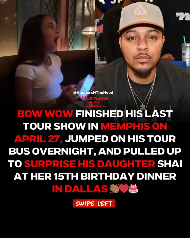 After his show in Memphis, Bow Wow didn’t rest, he rode through the night to make it to his daughter’s birthday. 👏🏾 She thought he was still on tour until he walked in with gifts and surprised her right at the table. 🎂 Didn’t miss a show and didn’t miss his child either, that’s what a present father looks like.   #HustlersNTheHood #bowwow #fatherhood 