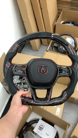 Acura red fragments forged carbon fiber steering wheel with LED RPM #acura #forged #fyp #steeringwheel #custom #acuraintegra #carbonfiber 