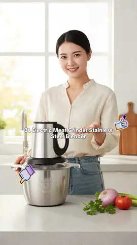 POV: Your kitchen needs this 3L meat grinder 🔥 Stainless steel, dual blades, & it cleans itself? YES. #KitchenHack #MeatGrinder #TikTokMadeMeBuyIt #HomeEssentials