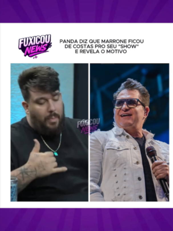 @pandacantor | O PLOT TWIST DESSA HISTÓRIA! Panda diz que no começo de sua carreira foi fazer uma apresentação por que o Marrone da dupla com Bruno iria no “futebol”, então o Marrone ficou de costas o show inteiro e depois que ele foi entender o motivo! 👀🤣👏🏼                                                                                              #mjmusiccy #pandacantor #marrone #polemica