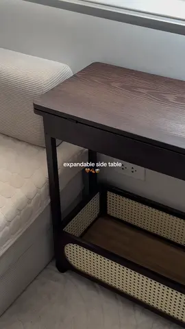 cozy room corner with this aesthetic expandable side table 🤎🍂🧺 #sidetable #woodtable #expandabletable #table #aestheticvibes 