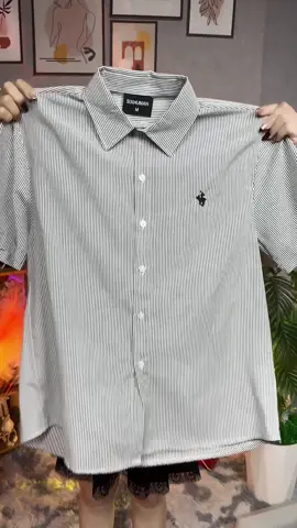 Áo sơ mi unisex nam nữ kẻ sọc ngắn tay thêu ngựa vải oxford dày dặn#aosomi #aonamnu #aokesoc #xuhuongtiktok 