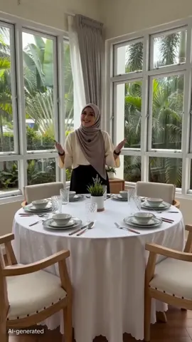 Meja bulat terus nampak cantik bila pakai lapis meja ini.  #tablecloth #roundtablecloth #lapismejabulat #alasmeja #homedecorMY 