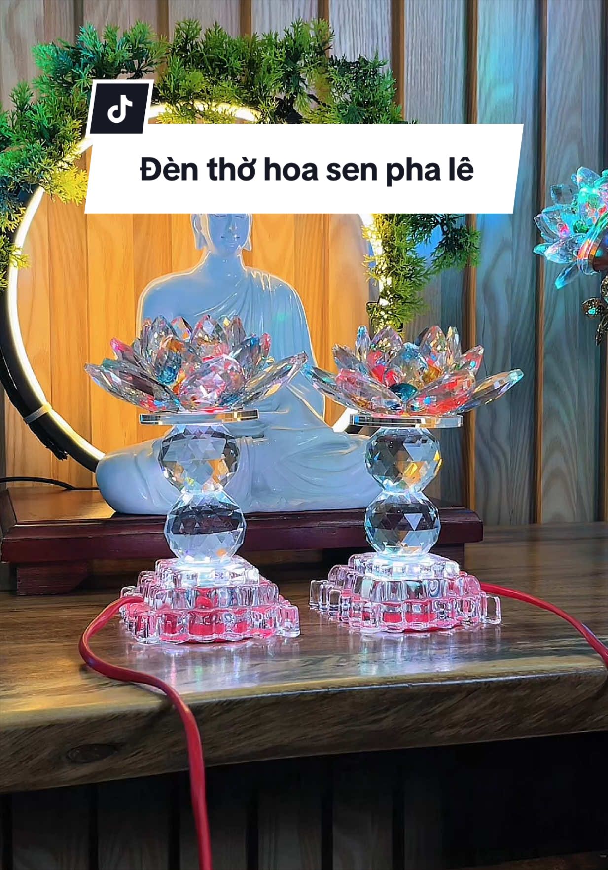 Đèn thờ hoa sen pha lê #myngoc #dentho #denthohoasen #dothocung #phatphapnhiemmau 