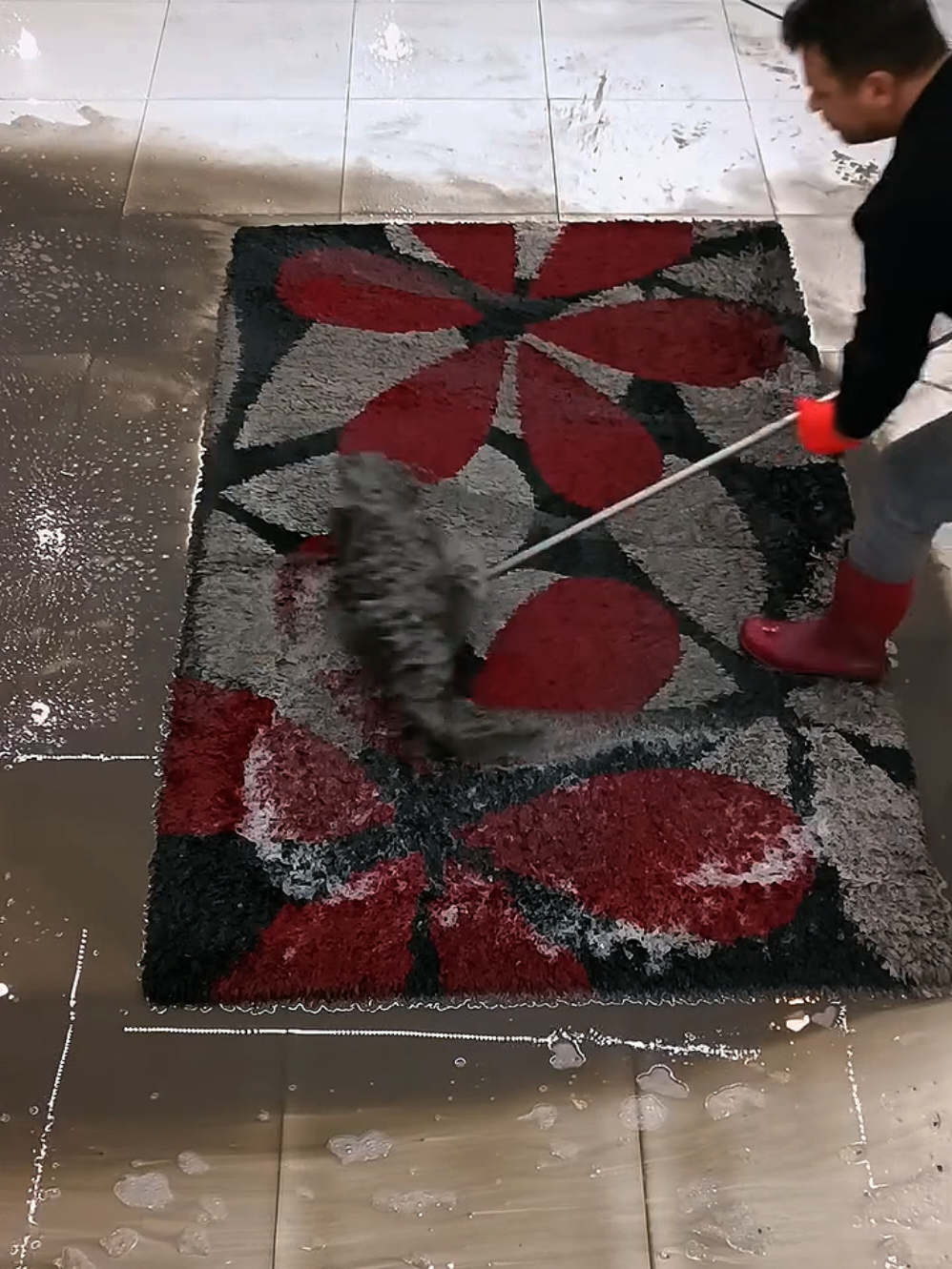 Big Rose pattern shaggy carpet cleaning #ASMAR #satfaying #cleaning 