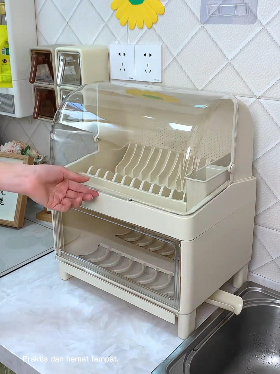 ✨ Rak Pengering Piring HUGO bikin dapur lebih rapi, bersih, dan hemat tempat.  Cek keranjang kuning ya! 🏠🍽️ #RakPengeringPiring #RakPiring #PeralatanDapur #DapurRapi #PerlengkapanRumah 
