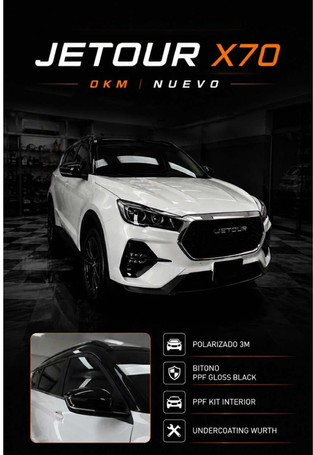 🚘 JETOUR X70 - 0KM Protección completa para un vehículo: Polarizado 3M, PPF Gloss Black, PPF interior y Undercoating Wurth. 📌UBICANOS EN NUESTRAS SEDES: 📍 CHIMBOTE: 📲 938 811 886  📍 TRUJILLO: 📲 984 711 043 | 925 410 767  📍 CHICLAYO: 📲 967 152 564 | 974 426 063  📍 PIURA: 📲 920 781 136 #JetourX70 #Polarizado3M #ProtecciónVehicular #0KM #ppffilm 