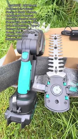 【GARVEE】20V Model Cordless 2-in-1 Grass Shears & Shrub Trimmer, Lightweight Compact Handheld Electric Hedge Shears with Anti-Slip Grip, 2×2.0Ah Batteries, Type-C Battery Charger (2.5 Hours), Ideal for Hedge Trimming & Lawn Maintenance##tiktokshop##garvee##trimmer##useful##uma0205