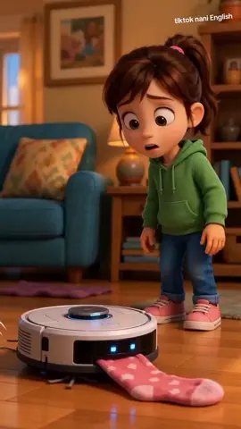 Daily English Conversation at Home | English with Grandma, Learn daily English conversation at home with Grandma and Emma. In this cute English-learning reel, Emma’s sock gets stuck near the robot vacuum and Grandma teaches simple home English sentences like “Give me my sock,” “The button is on,” and “Good job.” Perfect for beginners, kids, and A1/A2 English learners. 👵🧦 #DailyEnglishConversation #EnglishAtHome #HomeEnglishConversation #EnglishWithGrandma #CleaningEnglish 