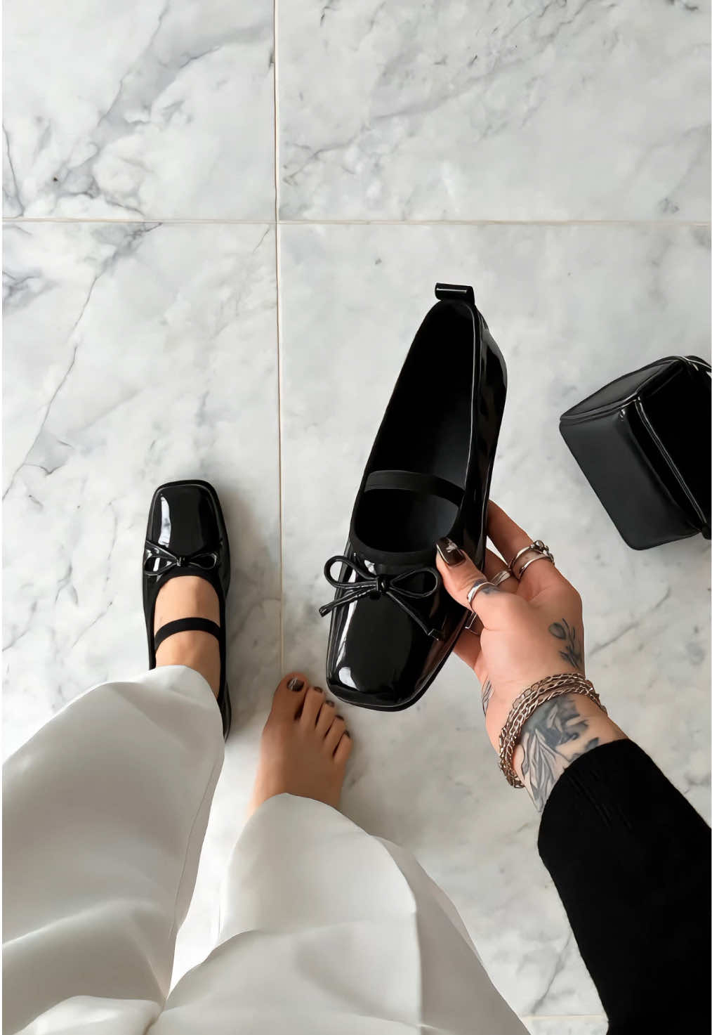 Soft wide-fit sole, chic square toe, shiny patent finish and a cute bow on top. Slip into these ballet flats for work, coffee runs or date night—no pinching, just all-day comfort and effortless style. Which color are you claiming? #balletflats #widefitshoes #patentleather #everydaystyle #TikTokFashion