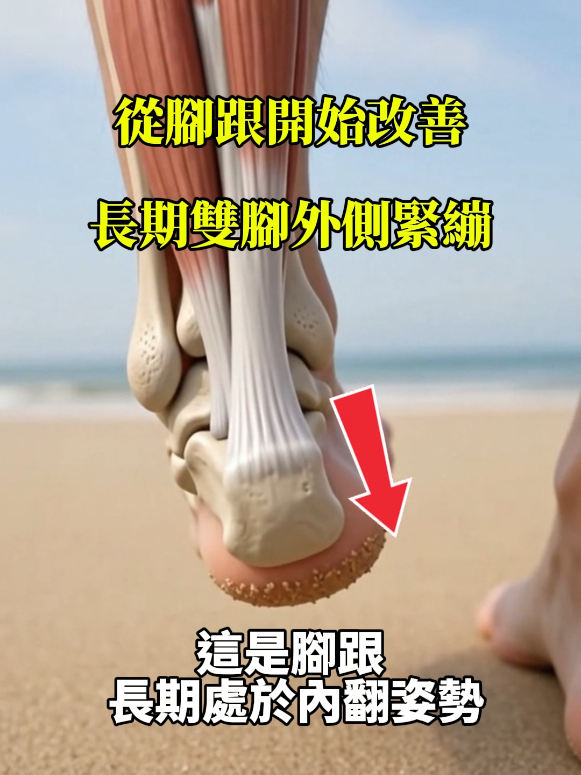 外側磨到快看到中底，內側幾乎全新.... 腳跟長期卡在「內翻姿勢」，重心從一開始接地就往外側跑，整個下肢链一路代償：小腿前側（脛骨前肌）長期拉長緊繃，足底肌群被迫過度發力撐住不穩定的落地角度。走路、跑步、深蹲全部跟著歪。 鞋子只是最後被犧牲的證人。 以下兩個動作把腳跟拉回正確軌道： 第一個，喚醒體感。 找一塊斜板，前腳掌一半踩上去，斜板角度大概15度左右，後腳輕輕點地不出力。 去感覺腳跟內側踩地的那種「壓進去」的觸感。 身體會認得重複的體感輸入,這個動作在做的就是重新校正神經對「內側踩地」的感受。 第二個，練耐力。 腳伸直,單純用腳掌內側這條線走路,像沿著一條隱形的直線移動,腳踝會很自然地維持在輕微外翻的角度。這個動作在練的是小腿外側跟腳踝外側那群平常被拉長的肌肉,把它們喚醒、練出耐力,才有能力撐住腳跟不再往內翻掉回去。 儲存起來，分享給那個鞋底總是磨外側的朋友