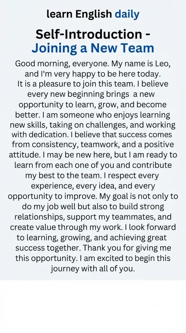 #selfintroduction #newjob #joininganewteam #careerdevelopment #professionalgrowth   