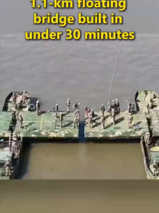 A Chinese engineering unit assembled a floating bridge across a river more than 1 km wide in just 28 minutes and 8 seconds. #Infrastructure#technology