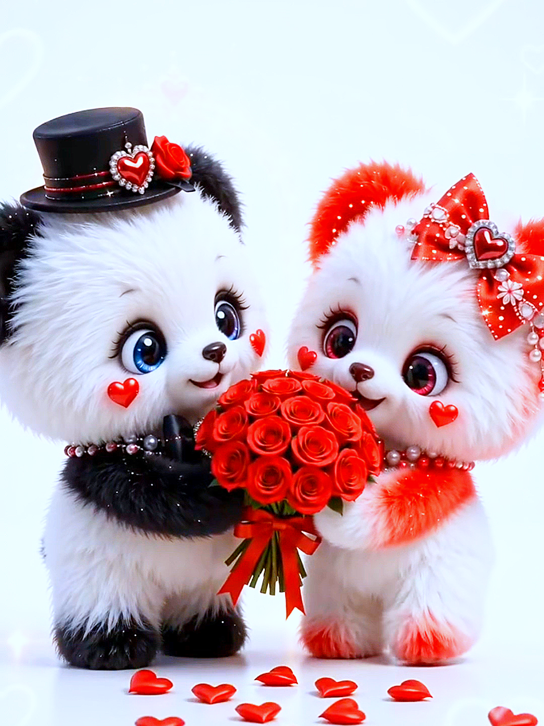 A Bouquet Full of Love ❤️💐🧸 #Love #teddy #Romance #sweet #kiss 