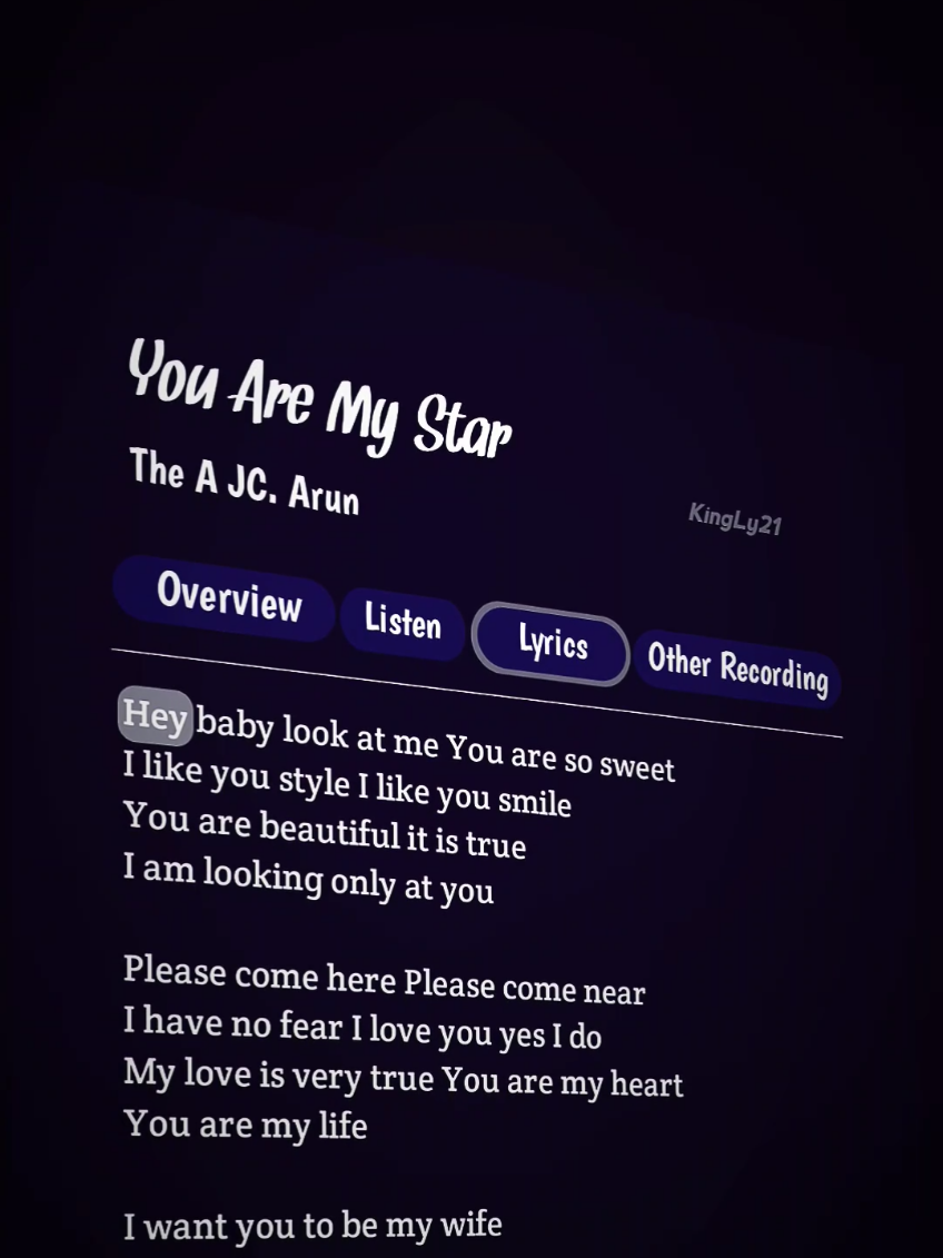 You are my star 🎧🎶  #arun #youaremystar #lyrics #songlyrics #kinglyrics21 