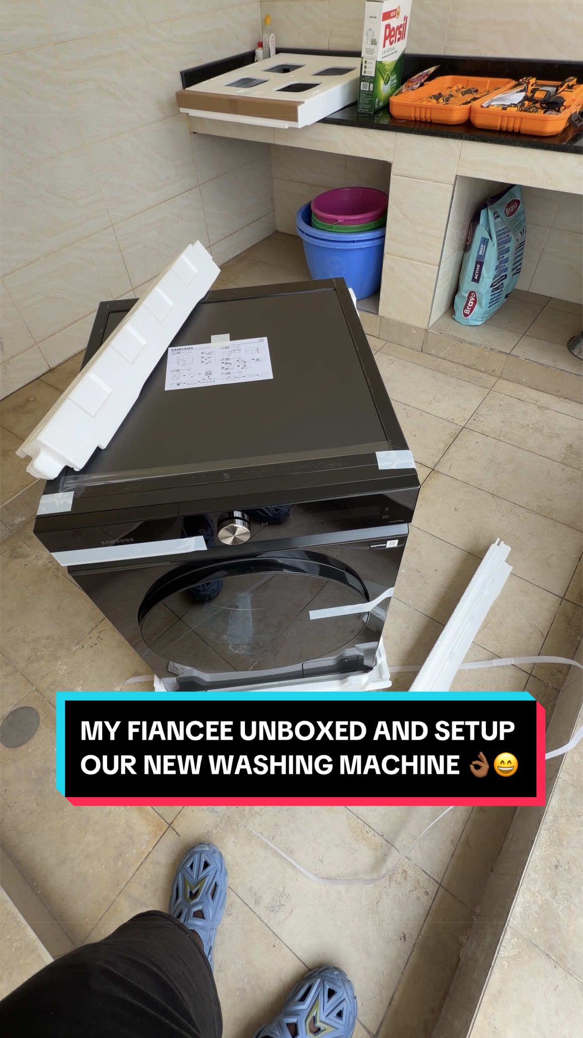 Here is our unboxing of our new Samsung Washing Machine 😄. We had so m,uch fun setting this up 💯 #lordhezion #fyp #tiktokkenya #Tech #relatable 