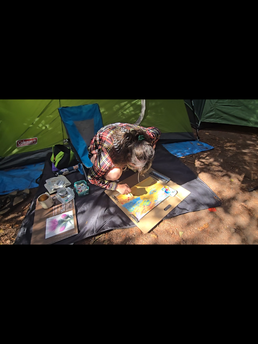 Was told to sit more gracefully #camping #gouachepainting 