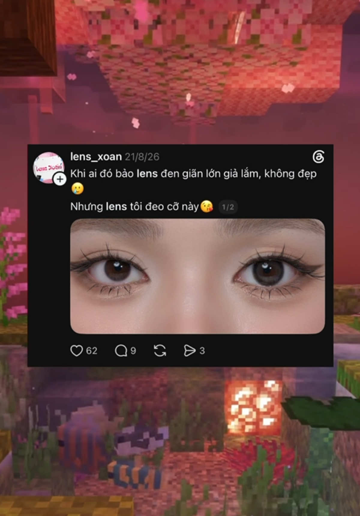 Đeo lens giãn tròng cận phát minh hữu dụng cho mấy đứa vừa cận vừa muốn đẹp#review #lamdep #lens #kinhaptrong #trangdiem 