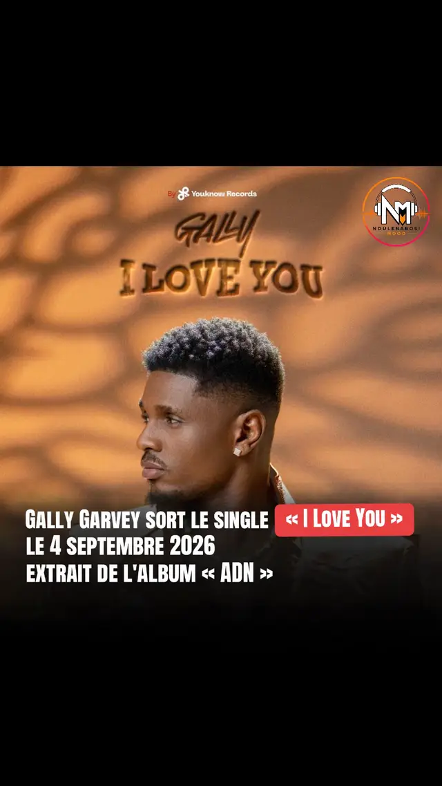 Le compte à rebours est lancé ! ⏳🔥 Gally Garvey dévoilera son nouveau single « I Love You » le 4 septembre 2026. ❤️‍🔥 🎵 Le morceau est extrait de son très attendu album « ADN » 🧬🇨🇩. Une nouvelle étape avant la sortie du projet qui promet de révéler une facette encore plus personnelle de l’artiste. 👀🔥 📅 Rendez-vous le 4 septembre 2026 ! 💬 Vous attendez quoi de ce nouveau single de Gally Garvey ? 👇🏾❤️ #GallyGarvey #ILoveYou #ADN #MusiqueCongolaise #RDC   