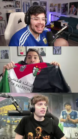 Gastón Edul, periodista de origen palestino y sirio, recibió nuestra camiseta para él, La Cobra, Davo Xeneize y los chicos de 412 ❤️💚 #TodoUnPueblo 🇵🇸