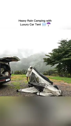 Heavy rain camping with luxury car tent  #campinglife #outdoor #snow #asmr 